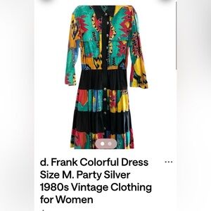 D. Frank vintage 1980’s! Multicolor Abstract Print Button-Front Tiered Dress -